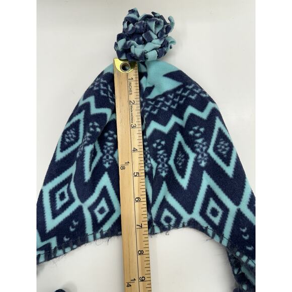 Old Navy Childrens Winter Hat Gloves Scarf Set Blue Fleece Aztec Size L-XL - Picture 10 of 14